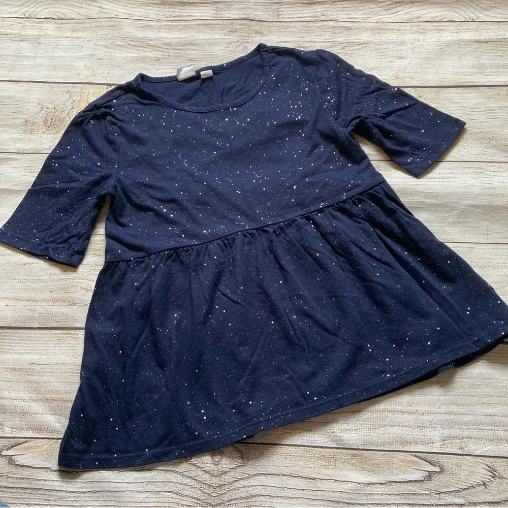 Gap Kids Sparkly Peplum Top Girls Size Large 10 Blue Silver